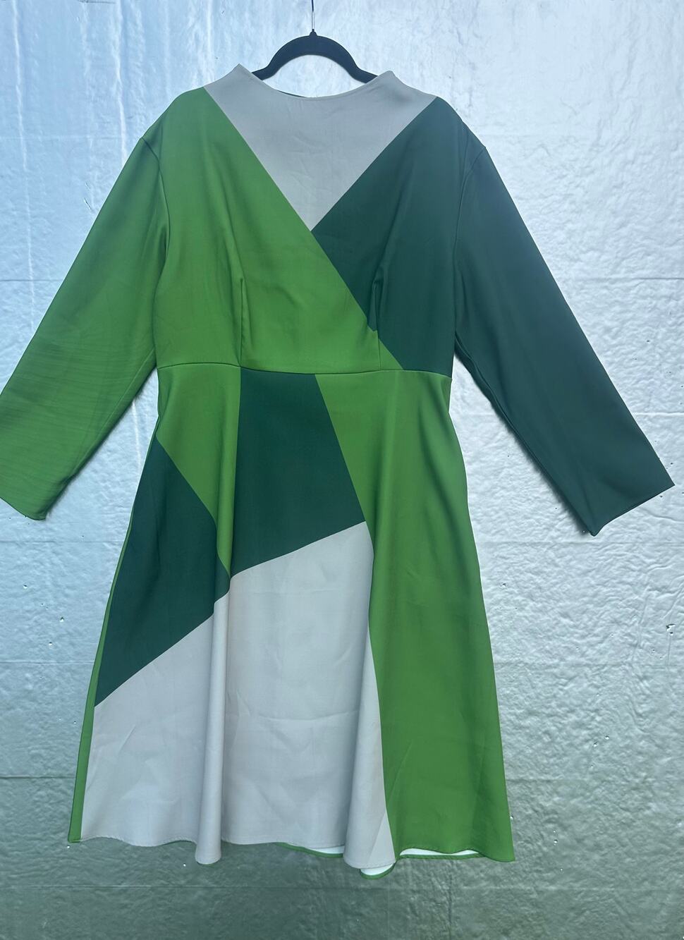 Stylewe 2XL Green White Colorblock Fit & Flare Midi Dress NWT